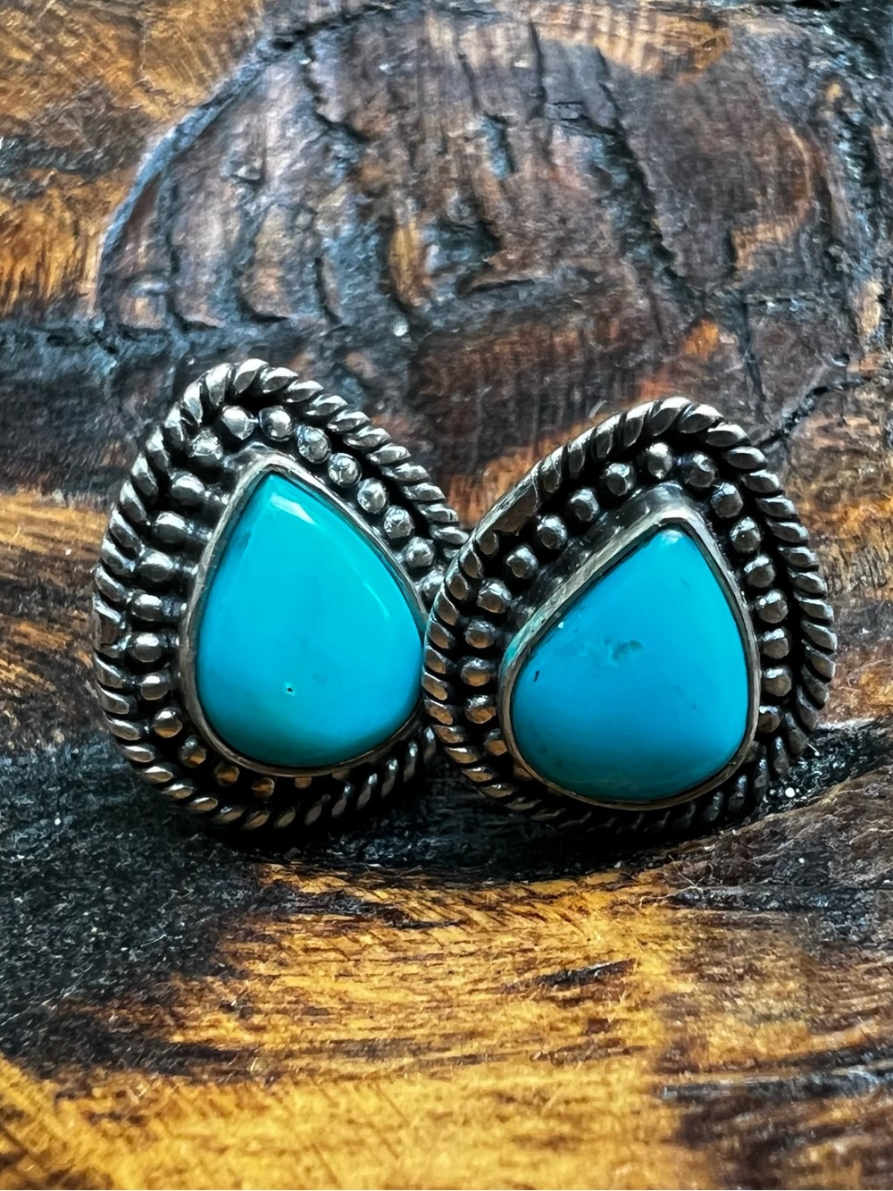 Kingman Turquoise Sterling Silver Teardrop Post Earrings